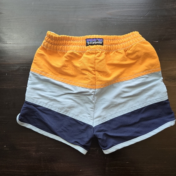 Patagonia Orange Blue Color Block Baby Boys Board Shorts Swim Bottoms Size 4T - Picture 2 of 5